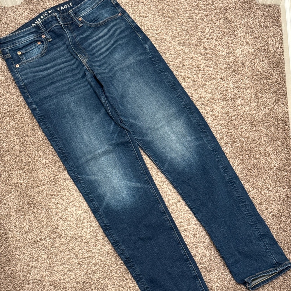 American Eagle Outfitters Men's Dark Blue Athletic Fit Flex Jeans